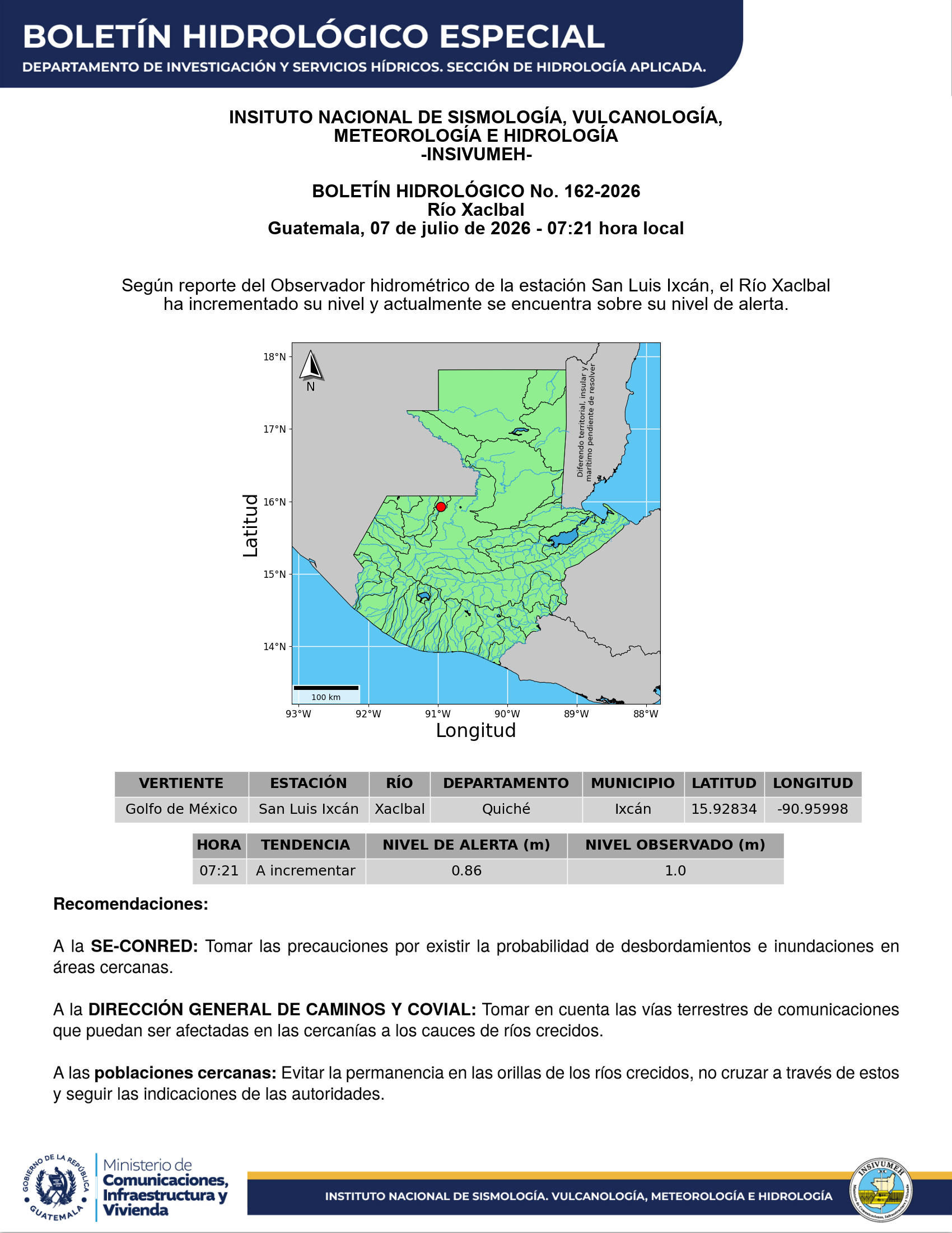 Boletín especial por crecida de ríos