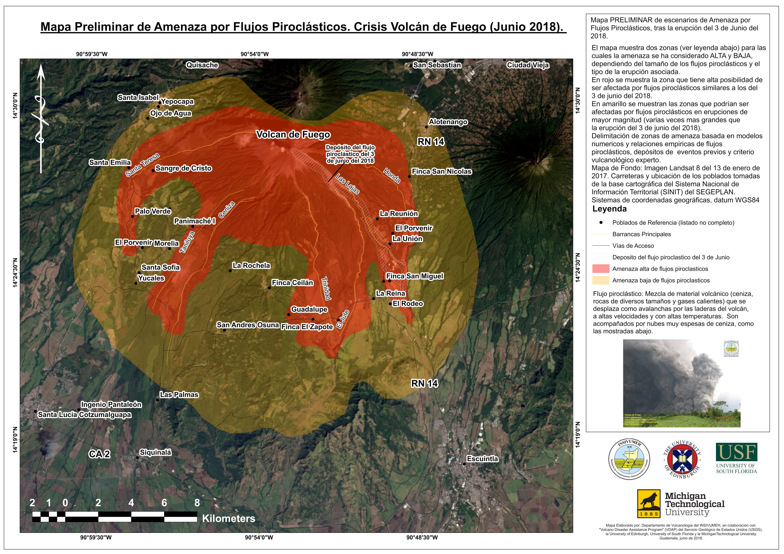 Mapa Flujos Piroclásticos