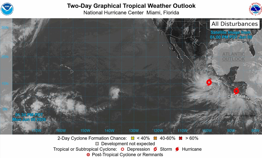 Tormenta Tropical Cristina favorecerá incremento de lluvias en Guatemala