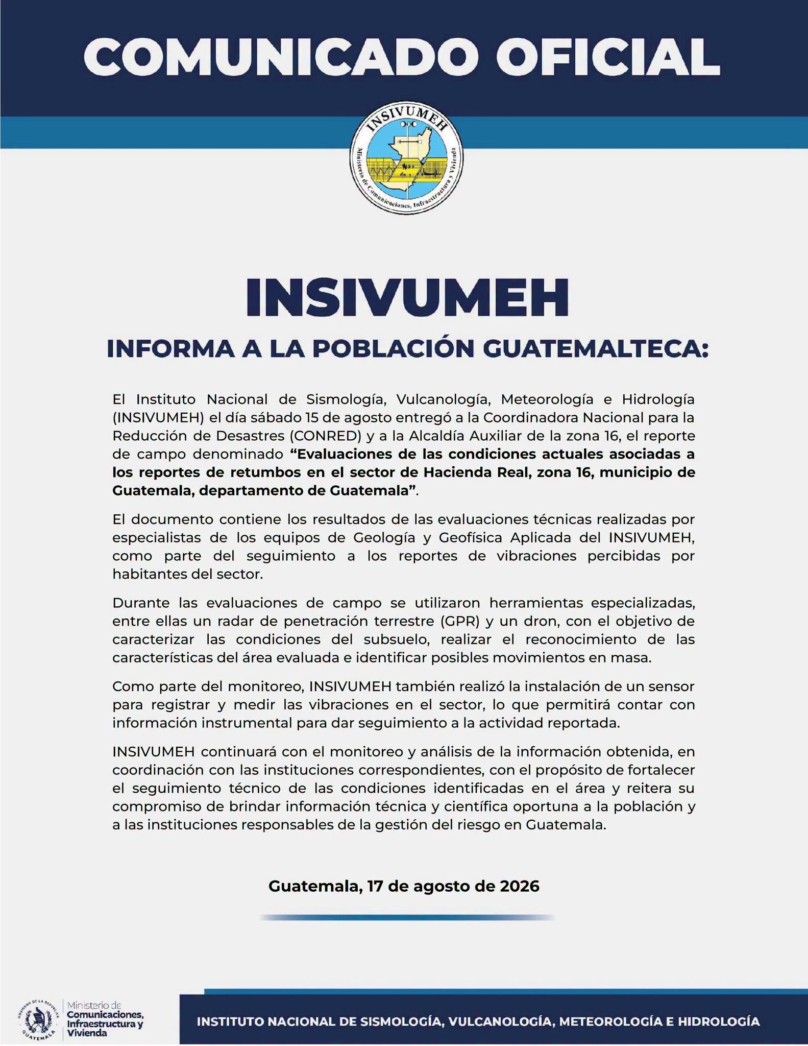 COMUNICADO OFICIAL – 17082026